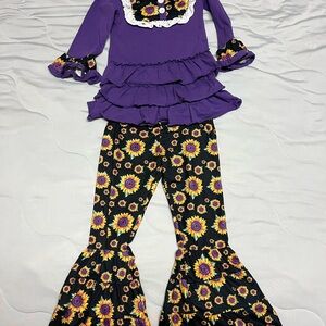 Purple and Black Sunflower Kids Outfit